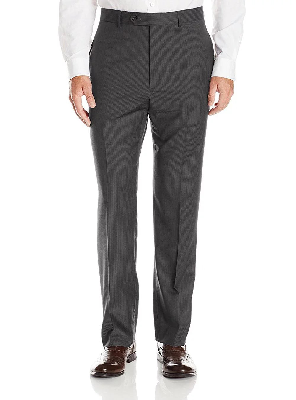 Mens Suits 2 Button Modern Fit Side Vent Narrow Stripe Suit Charcoal E37586