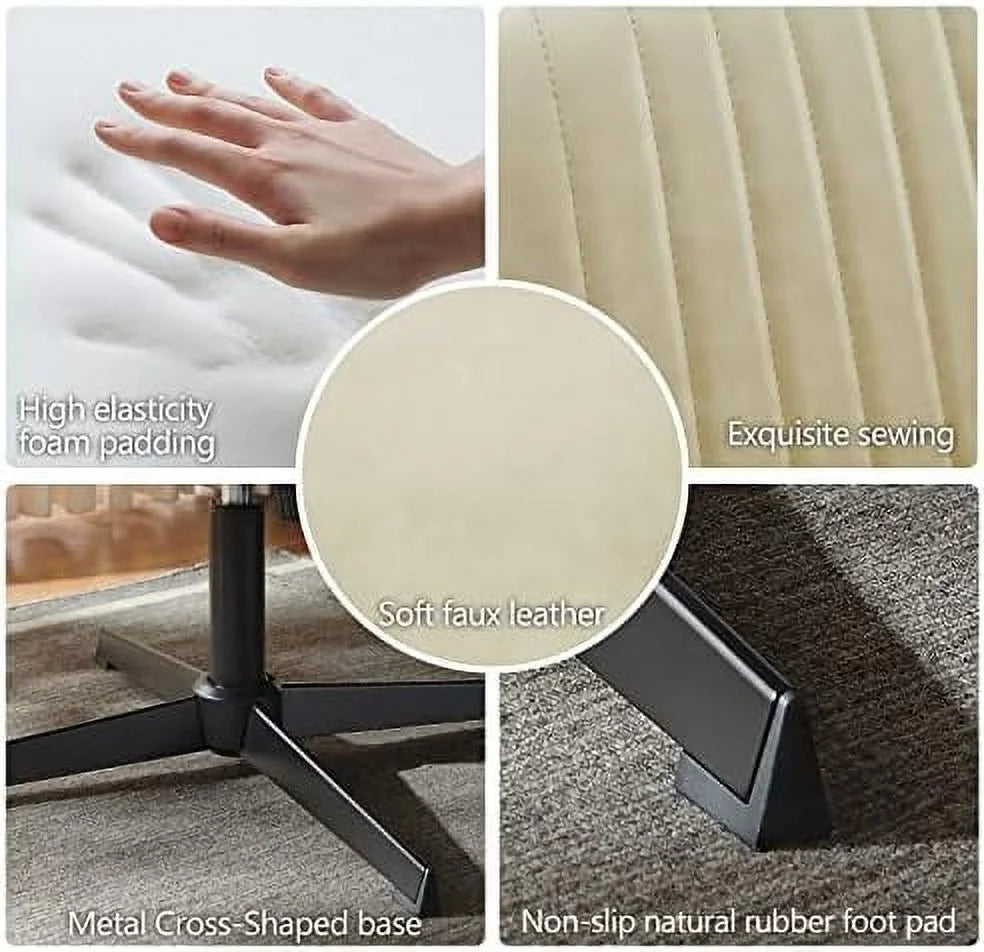 No Wheels Velvet Tufted Rocking Desk Chair with Foot Rest Stool and Lumbar Pillow M777