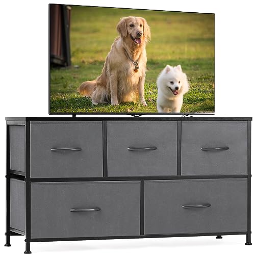 Brown 5 Drawer Fabric Dresser Y3034