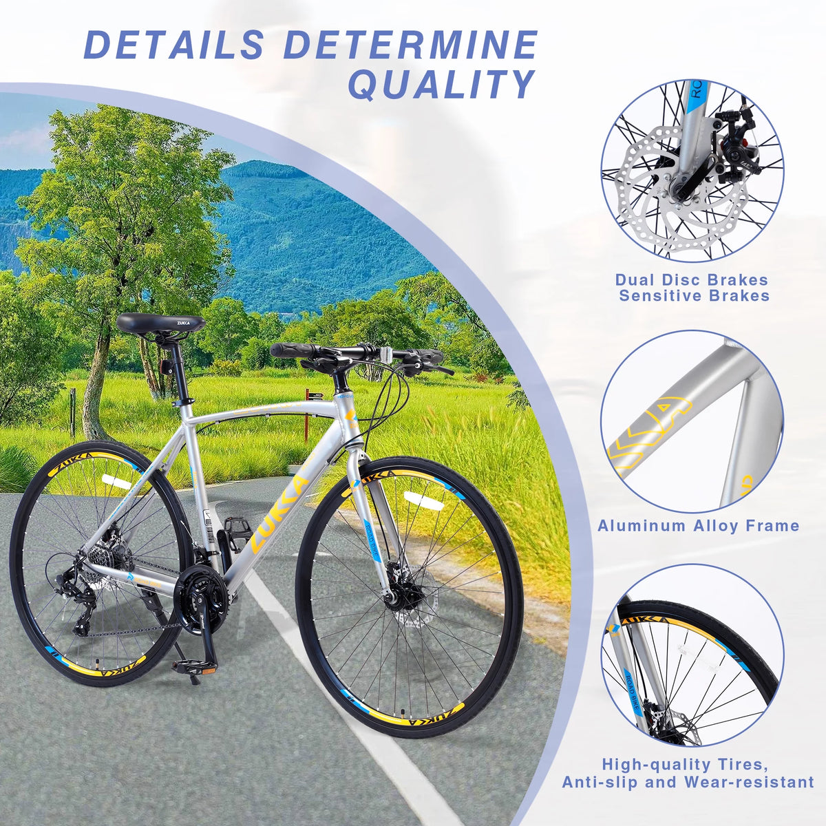 28 Hybrid Bike 24-Speed Blue U81898