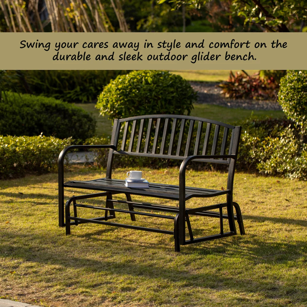 Black Steel Outdoor Swing Bench F518