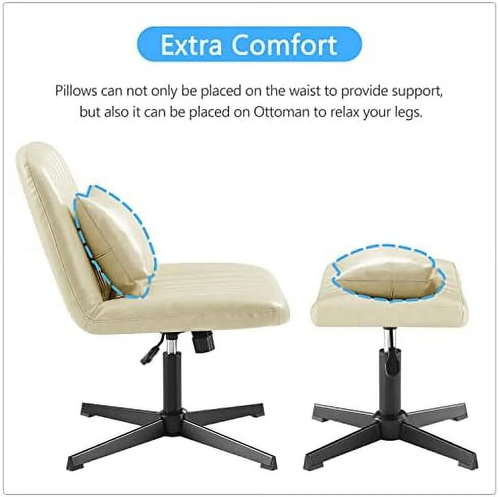 No Wheels Velvet Tufted Rocking Desk Chair with Foot Rest Stool and Lumbar Pillow M777