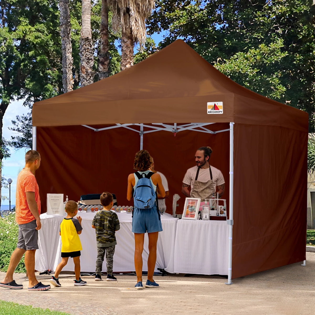 10 ft x 10 ft White Metal Pop-Up Canopy Tent with Walls G3508