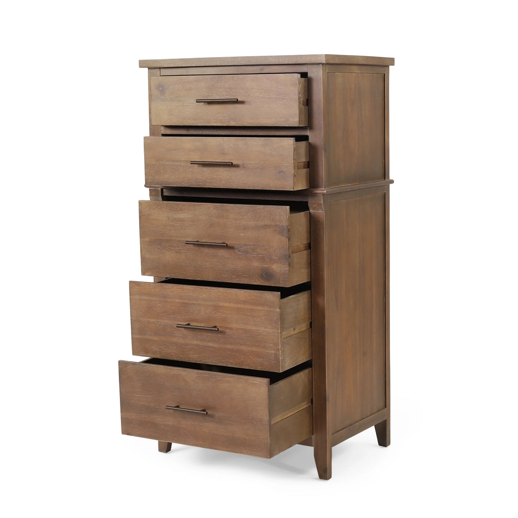 Acacia Wood 5 Drawer Dresser J597