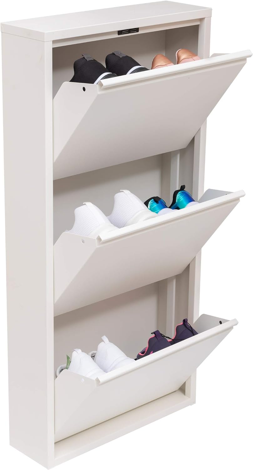 White 3 Tier Shoe Cabinet F709932