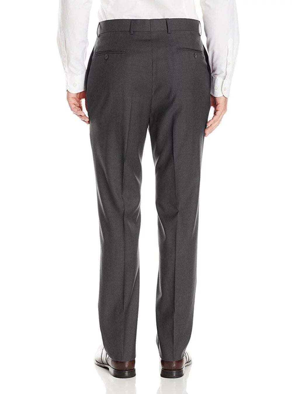 Mens Suits 2 Button Modern Fit Side Vent Narrow Stripe Suit Charcoal E37586