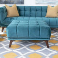 Teal Velvet Tufted Square Ottoman Z597515