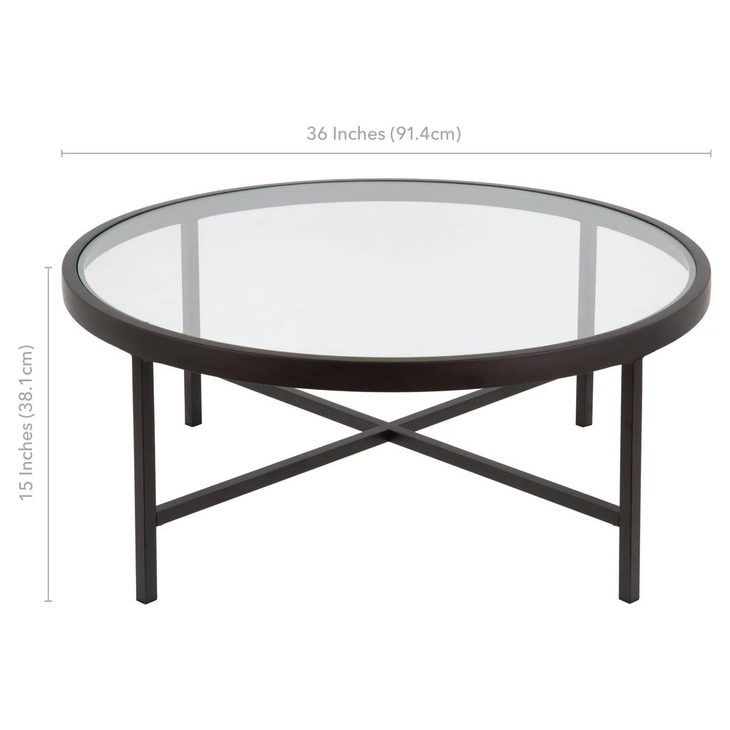 36" Wide Round Glass Top Coffee Table T2894