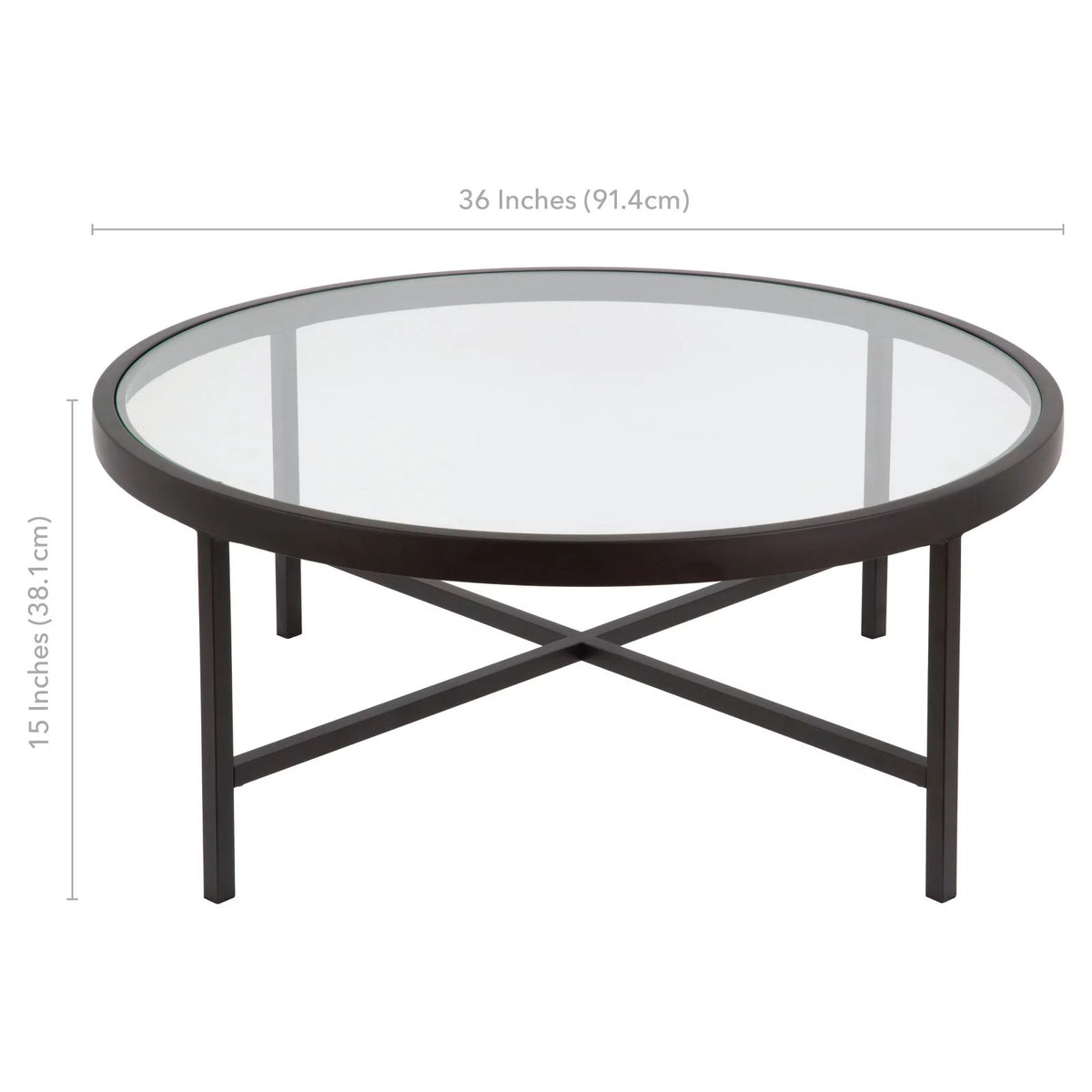 36" Wide Round Glass Top Coffee Table T2894