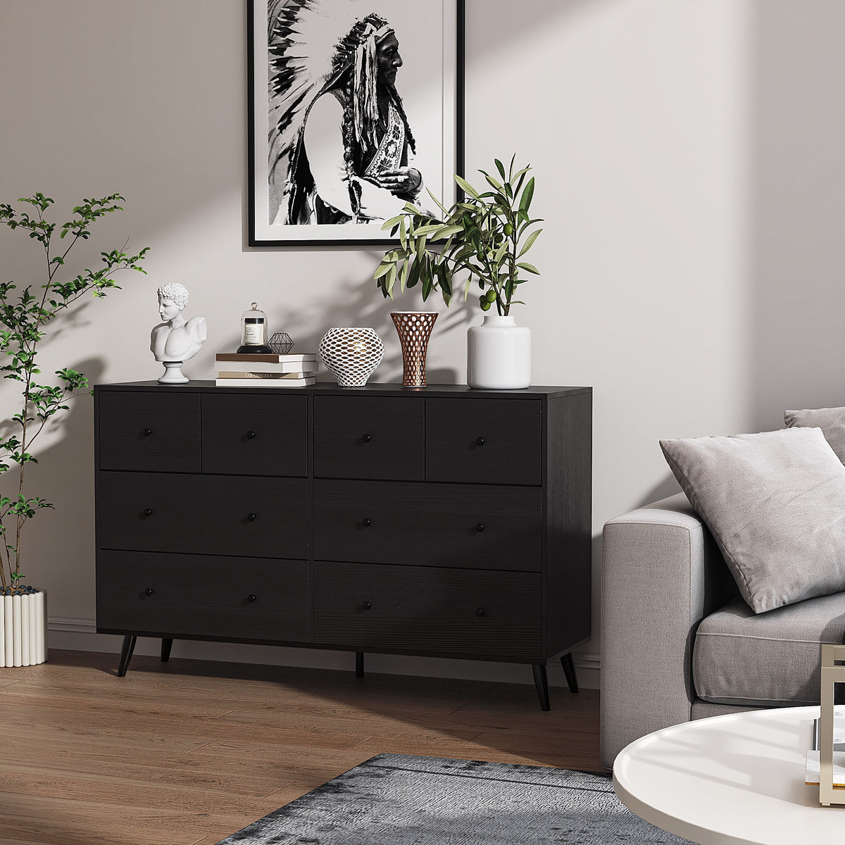 White 6 Drawer Rustic Wood Dresser C653841