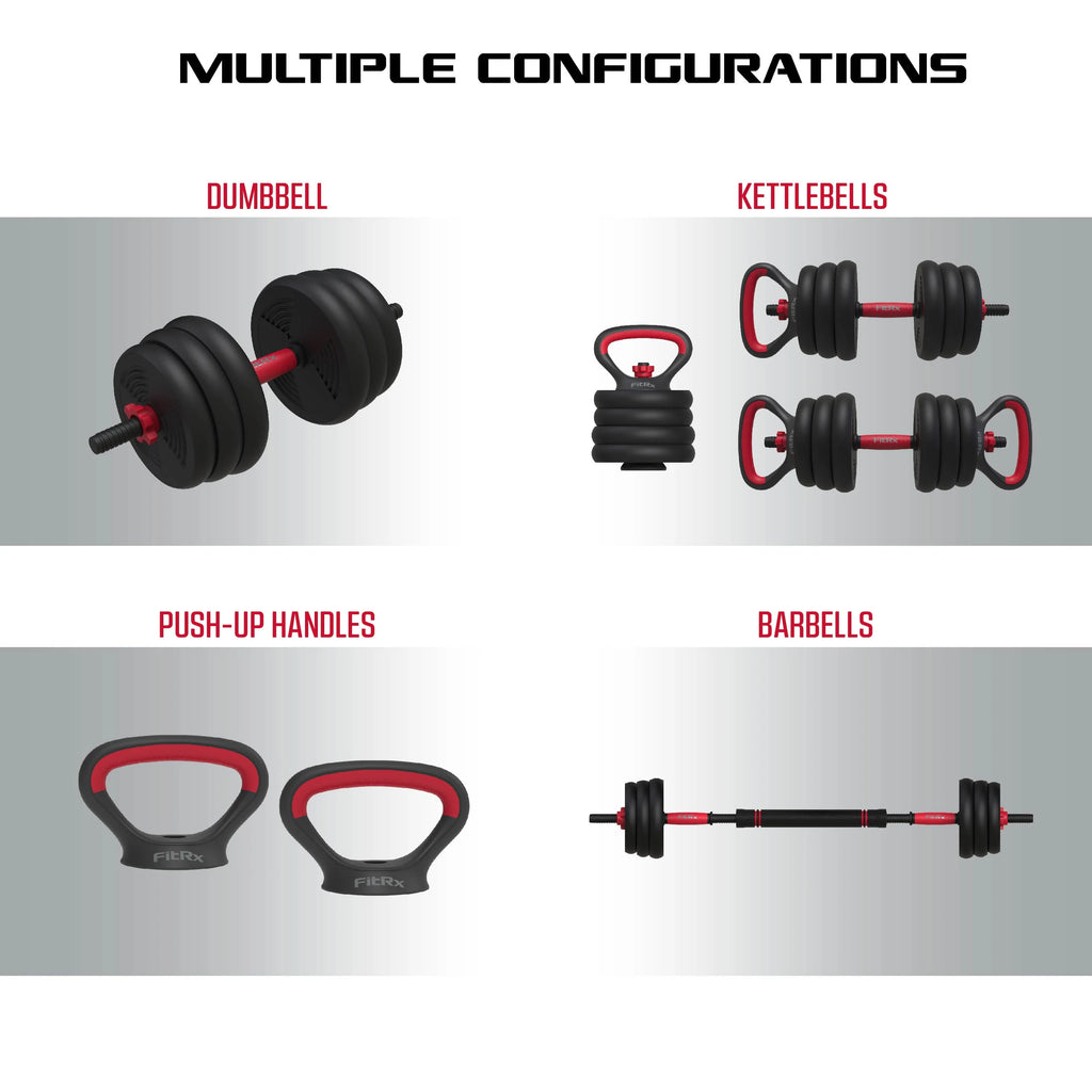 60 lbs Adjustable Dumbbell, Barbell, and Kettlebell Weight Set K842