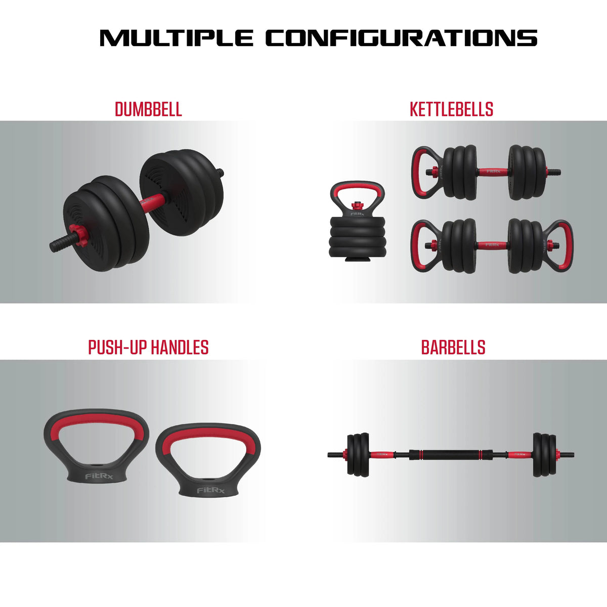 60 lbs Adjustable Dumbbell, Barbell, and Kettlebell Weight Set K842