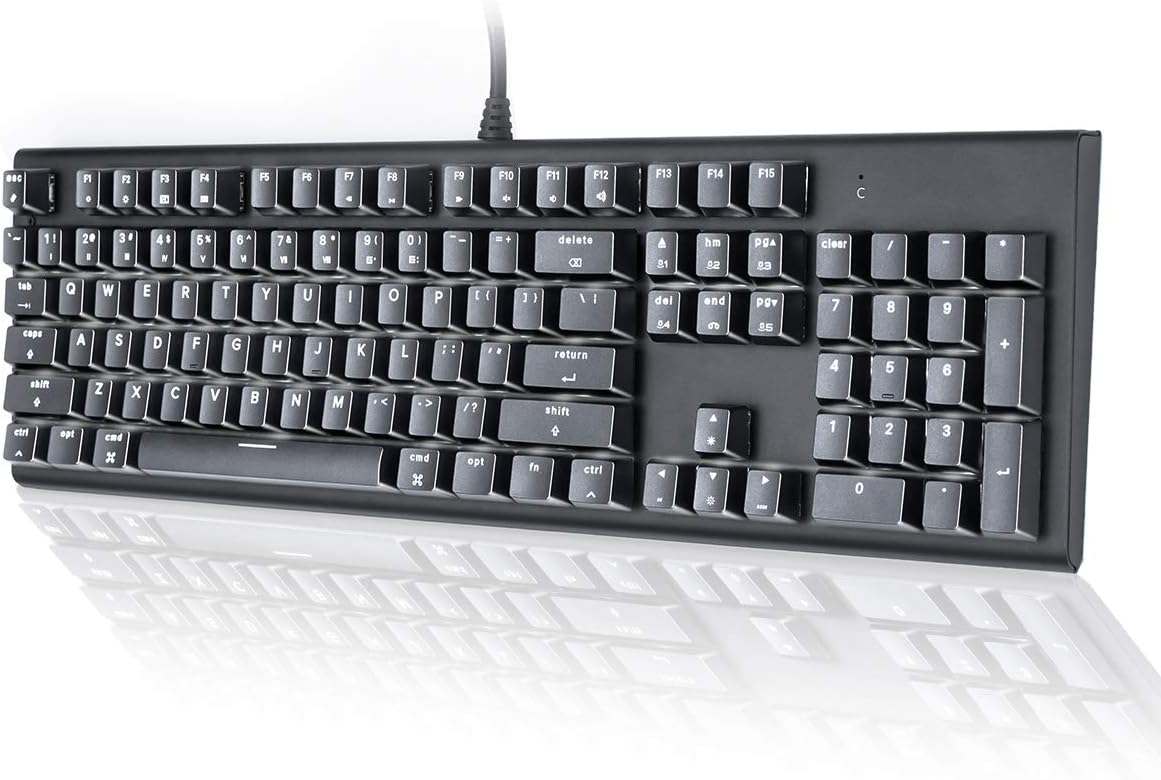 White 104-key Ergonomic Mechanical Keyboard with Red Switches D308
