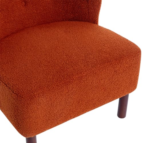 Green Upholstered Sherpa Single Sofa Chair with Wooden Legs D775
