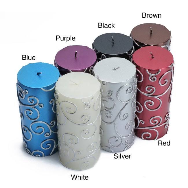 Purple Scroll Pillar Candle 12Pcs G833