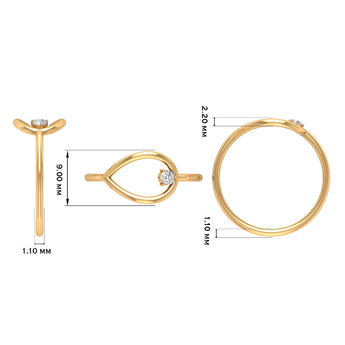 18K Yellow Gold Open Teardrop Ring X97468