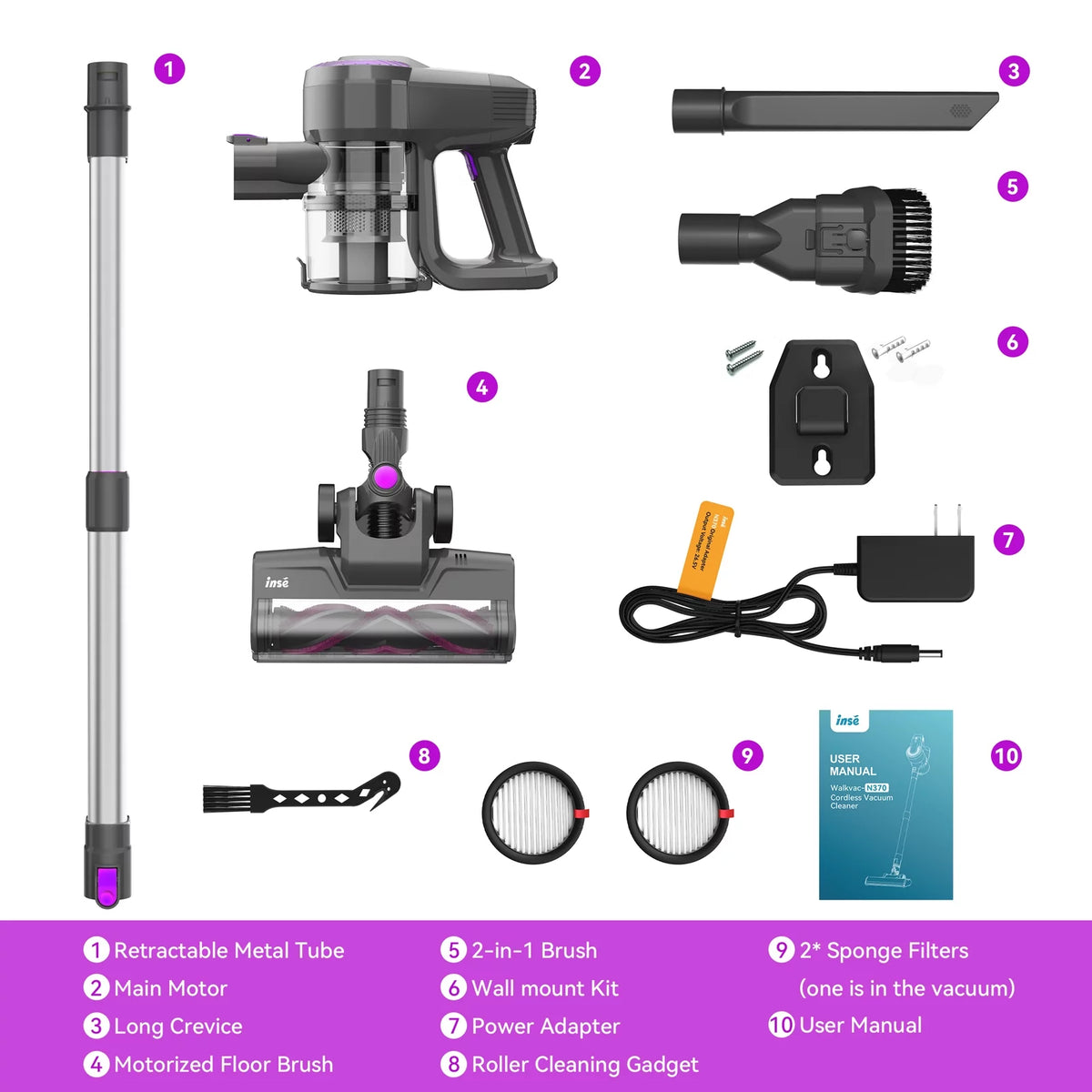 Cordless Stick Vacuum 6 in 1 Purple N7552