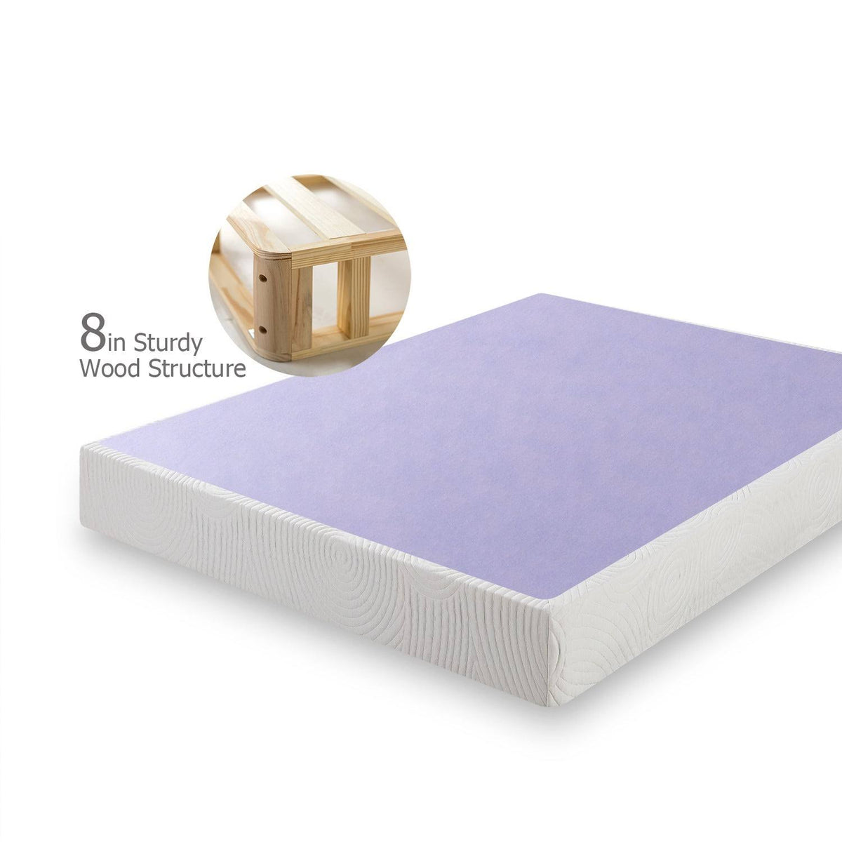 8-Inch Wood and Steel Box Spring Mattress Foundation Queen I482