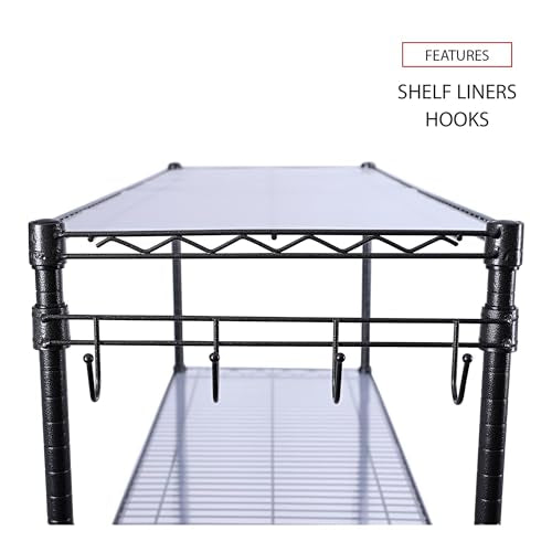 5-Shelf Wire Shelving Kit with Casters and Shelf Liners, Black Anthracite C66723