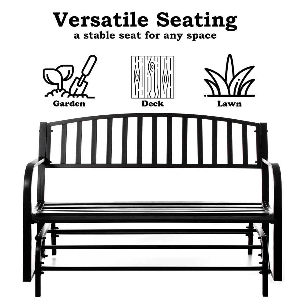 Black Steel Outdoor Swing Bench F518