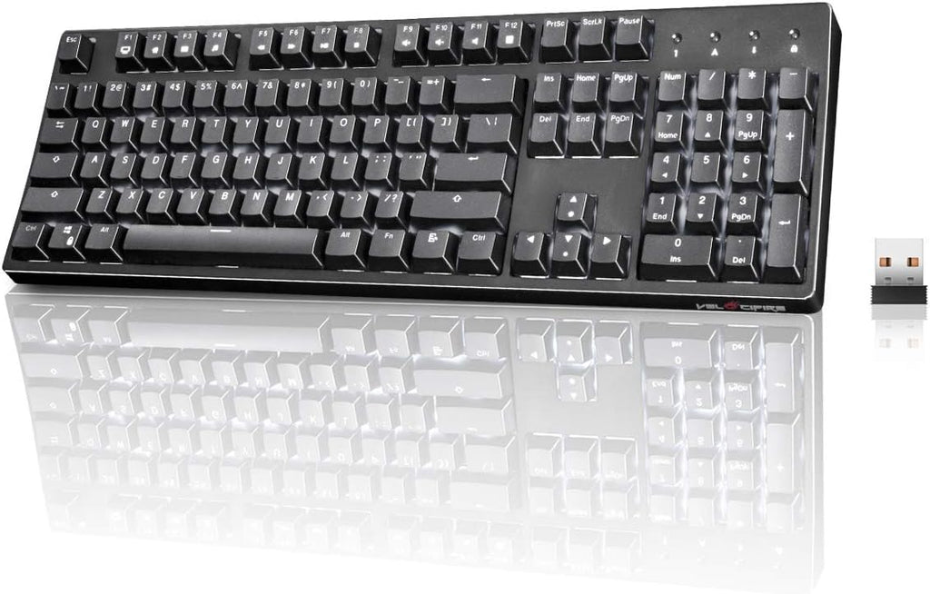 White 104-key Ergonomic Mechanical Keyboard with Red Switches D308