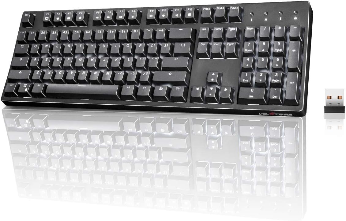 White 104-key Ergonomic Mechanical Keyboard with Red Switches D308