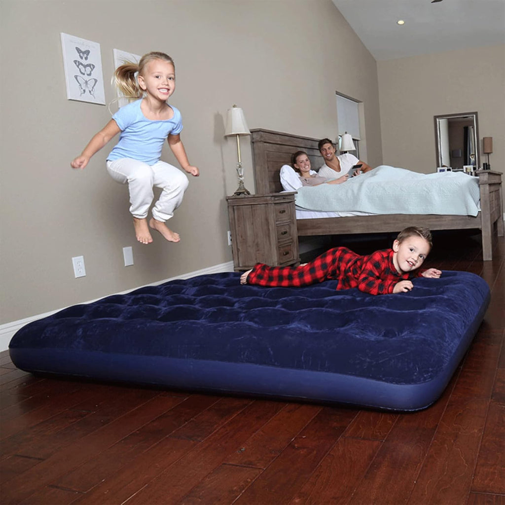 Full Size Air Mattress with Air Pump Inflatable Mattress with Flocking Surface Blow Up Mattress Air Bed Pack of 2 D7592