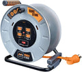 Heavy Duty Metal Cord Reel with 4 Outlets and 12 Gauge Cord (100ft) T534