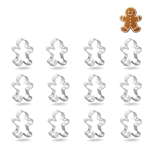 12 Pack Gingerbread Man Cookie Cutter Tin-Plated Steel Y674362