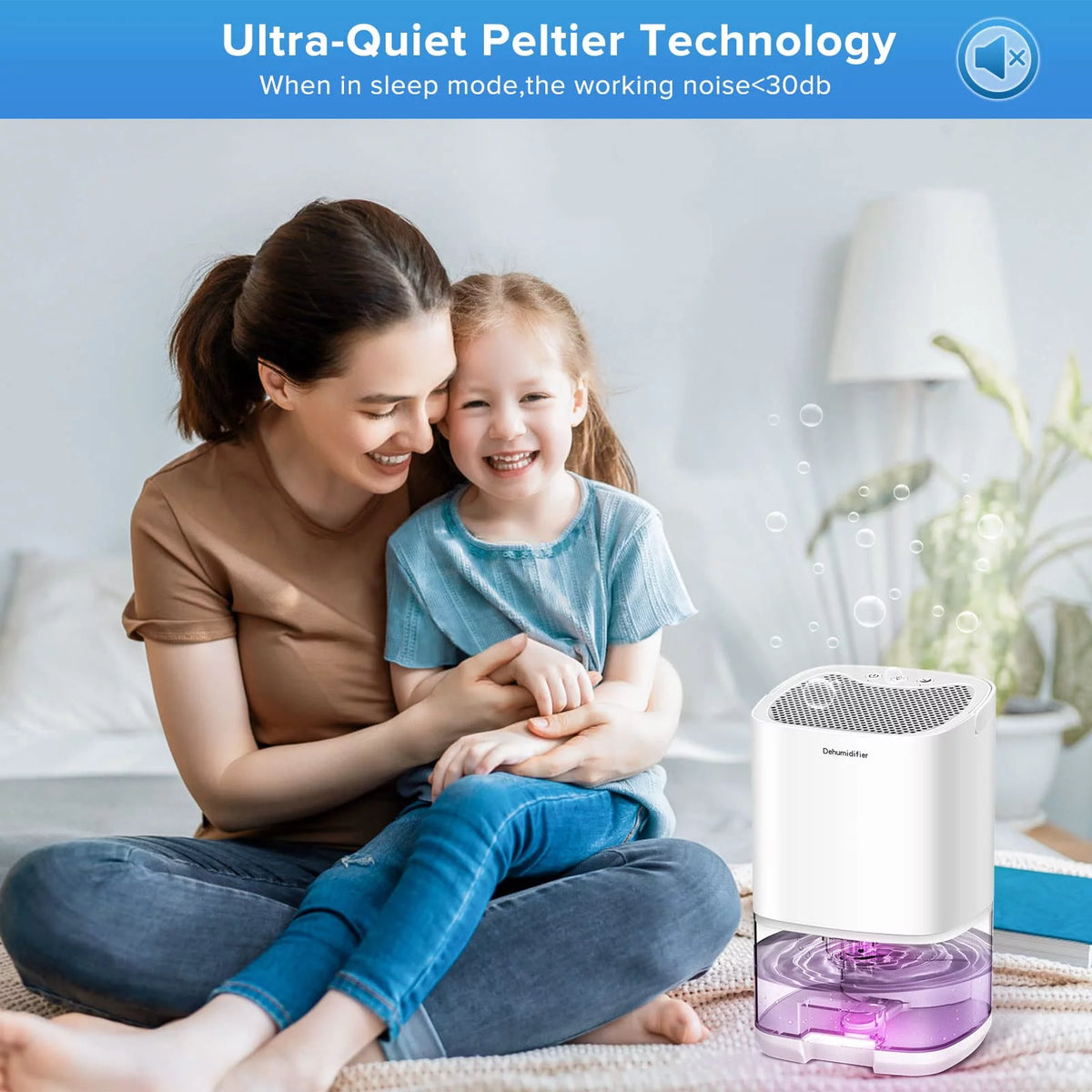 35oz Portable Mini Dehumidifier with 7 LED Lights W859