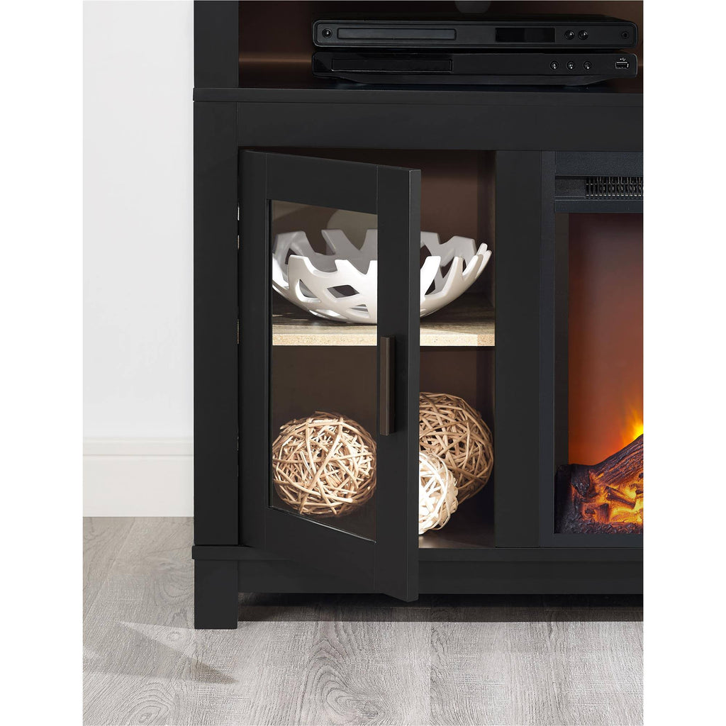 Black Electric Fireplace TV Stand F589