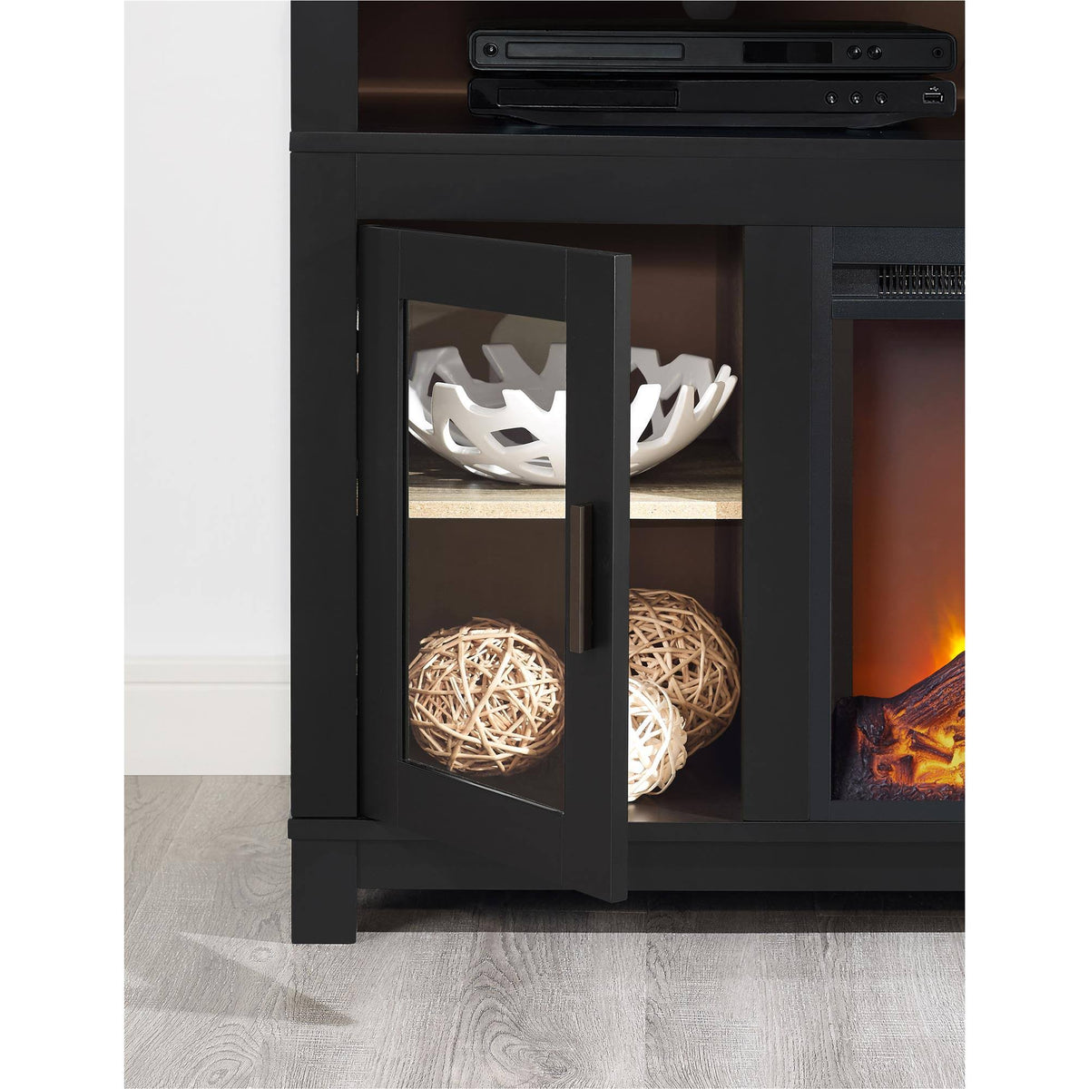Black Electric Fireplace TV Stand F589