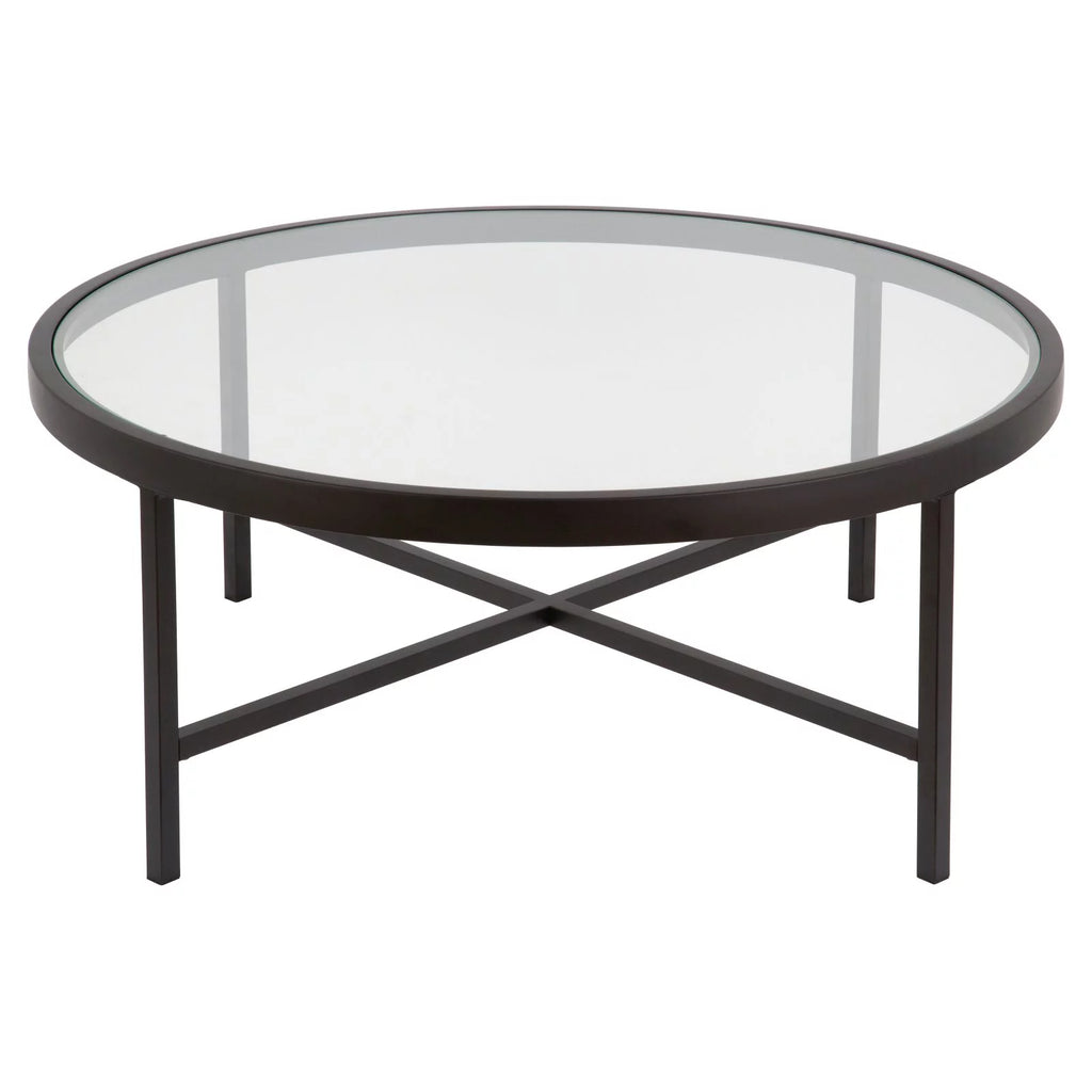 36" Wide Round Glass Top Coffee Table T2894