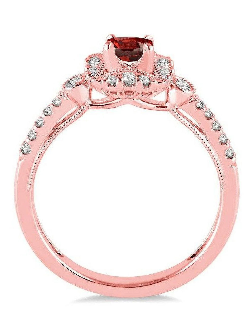 14k Rose Gold Ruby and Diamond Engagement Ring Y5830