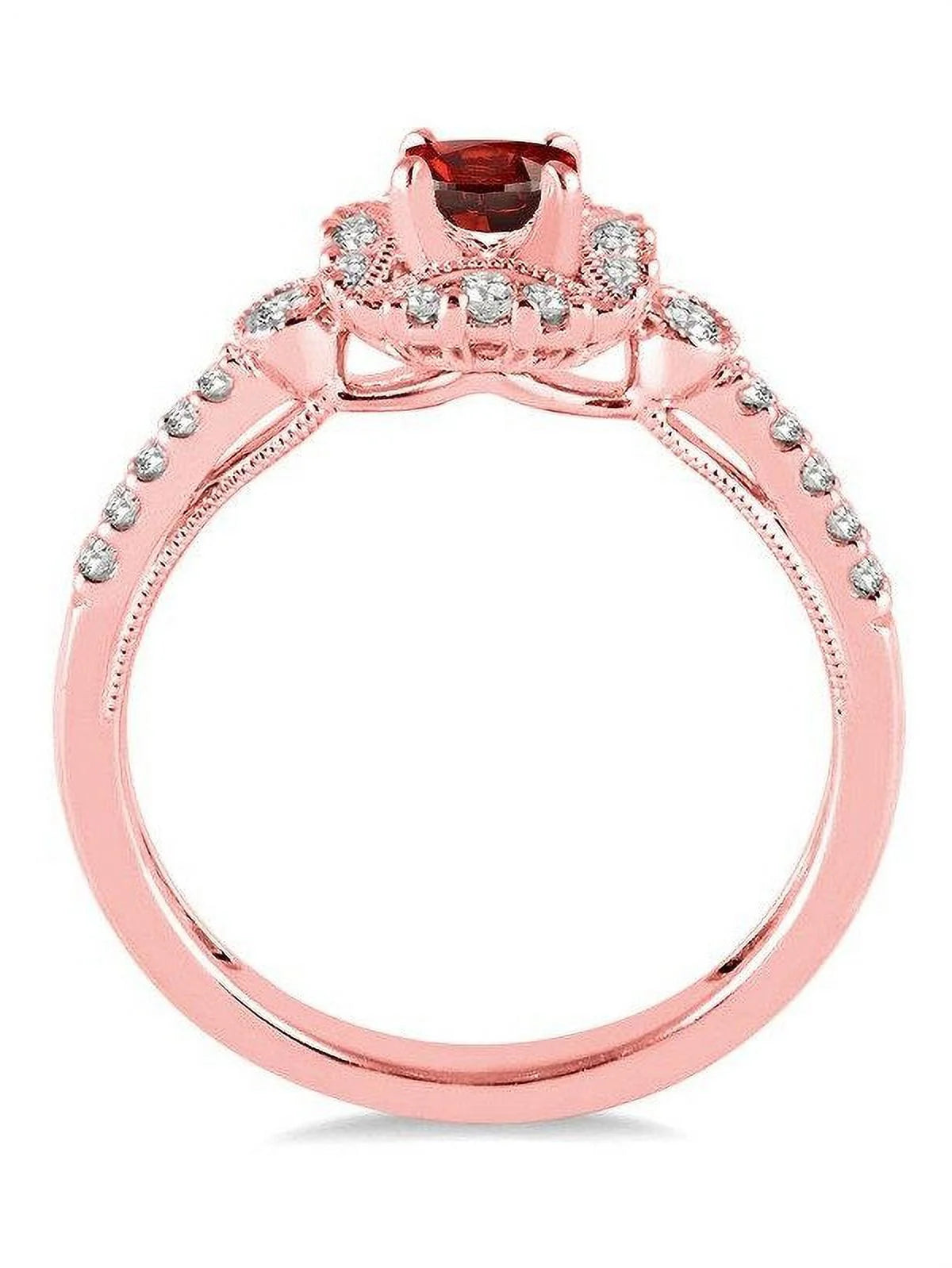 14k Rose Gold Ruby and Diamond Engagement Ring Y5830