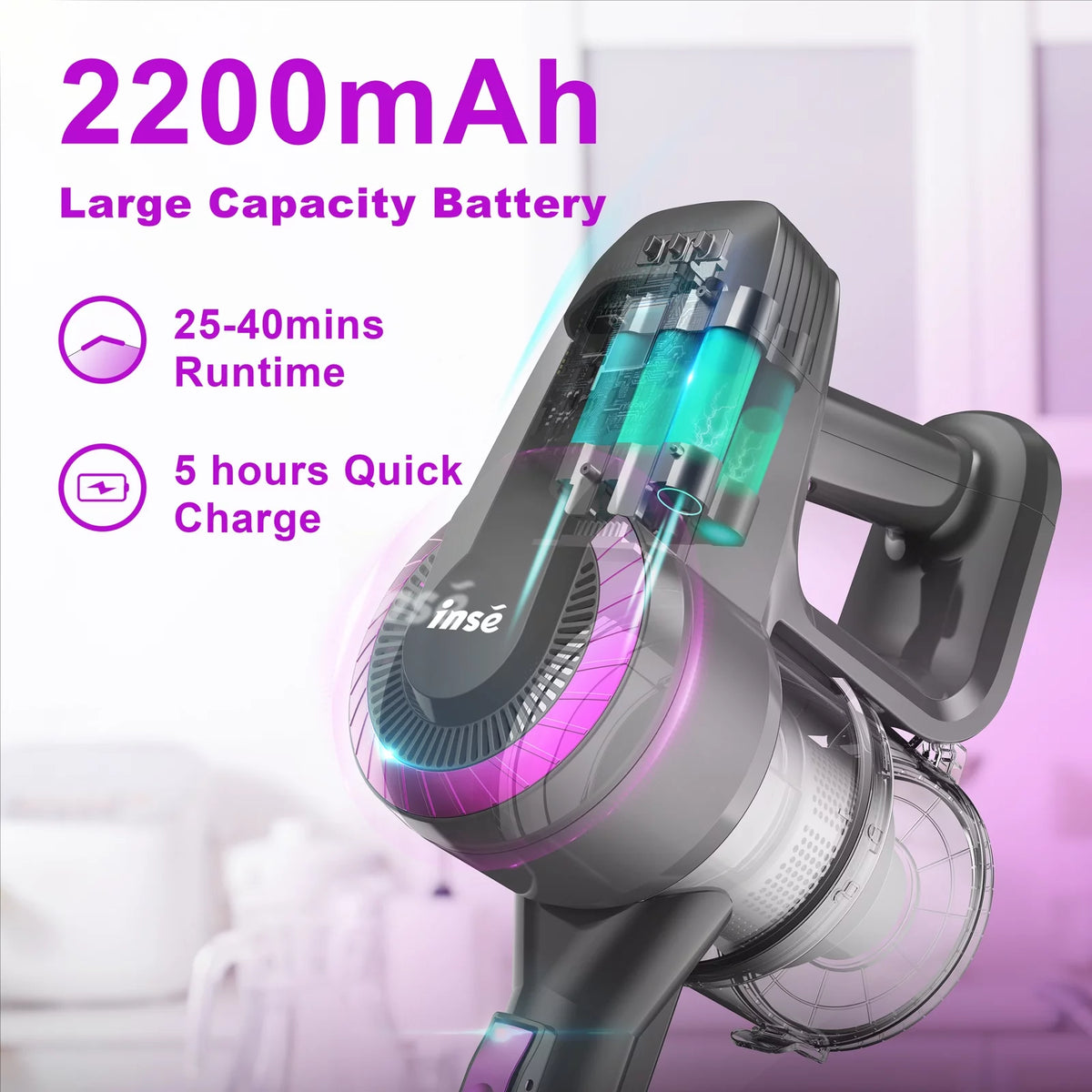 Cordless Stick Vacuum 6 in 1 Purple N7552