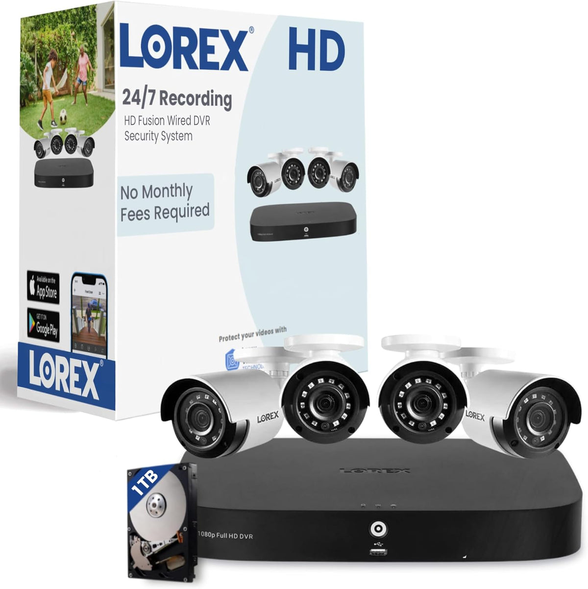 8 Channel 4 Analog Metal Bullet Security Camera System with 1TB DVR H566