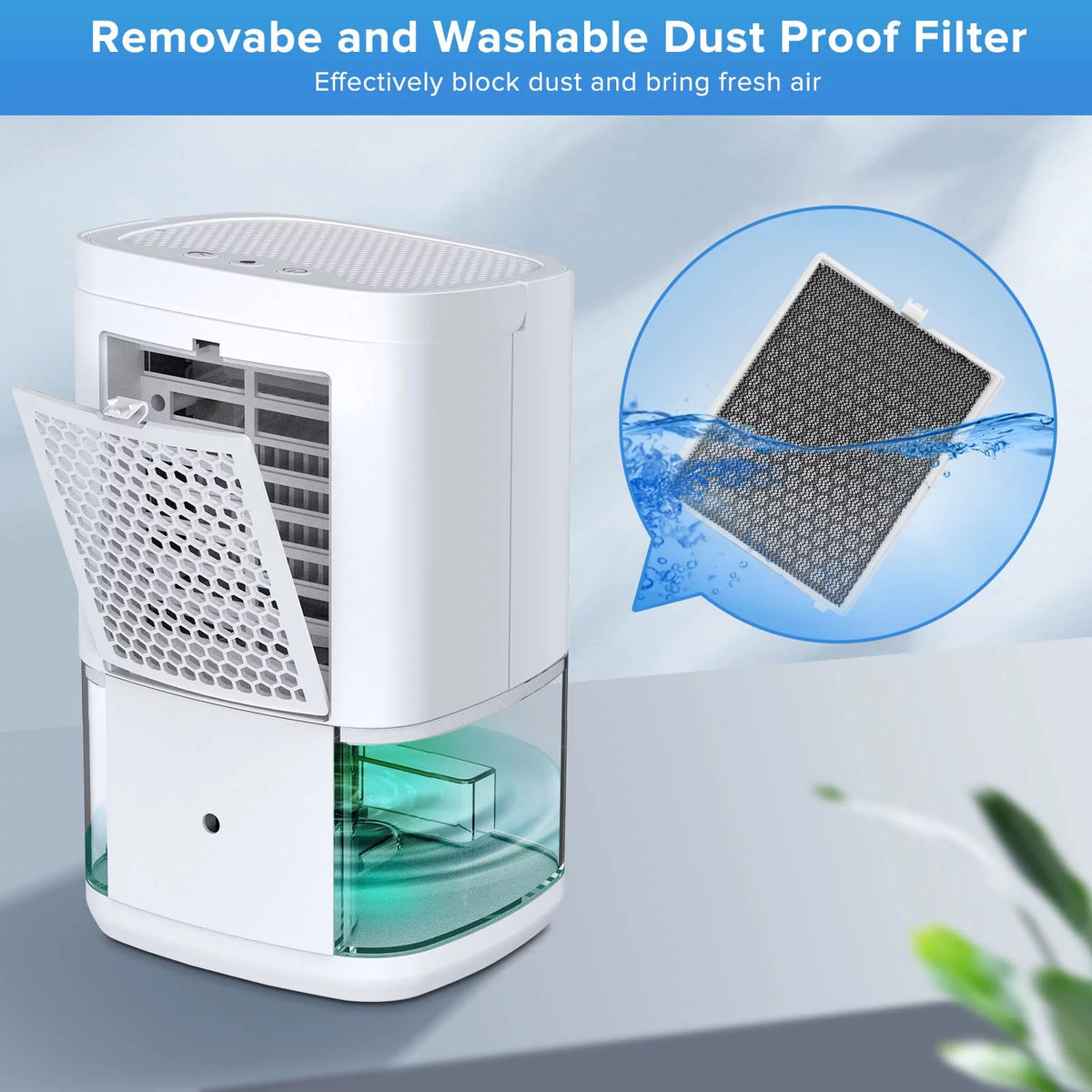 35oz Portable Mini Dehumidifier with 7 LED Lights W859