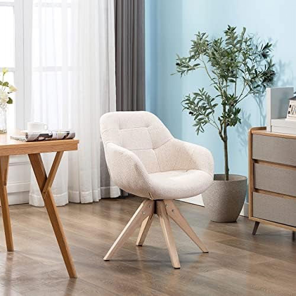 Mid Century Modern Swivel Fabric Accent Chair with Oak Wood Legs Q4707