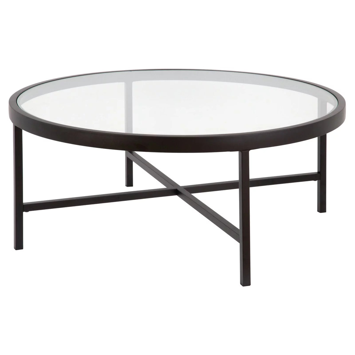 36" Wide Round Glass Top Coffee Table T2894