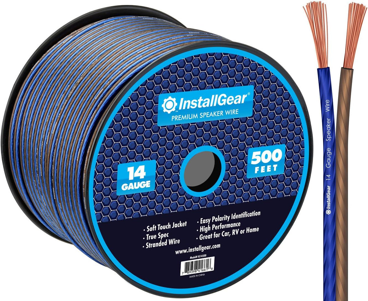 14 Gauge AWG 500ft Speaker Wire Cable Blue Black Pack of 2 A510209