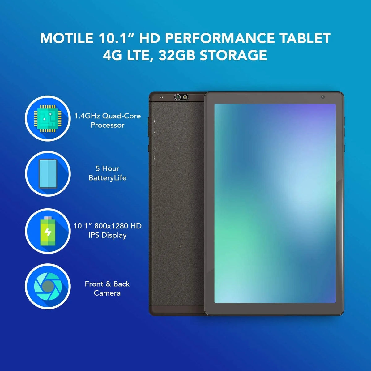 10.1” IPS Touch Screen Android Tablet, 32GB Storage (Dark Gray) O286475