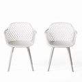 White Plastic Patio Dining Arm Chair Set of 2 F264431