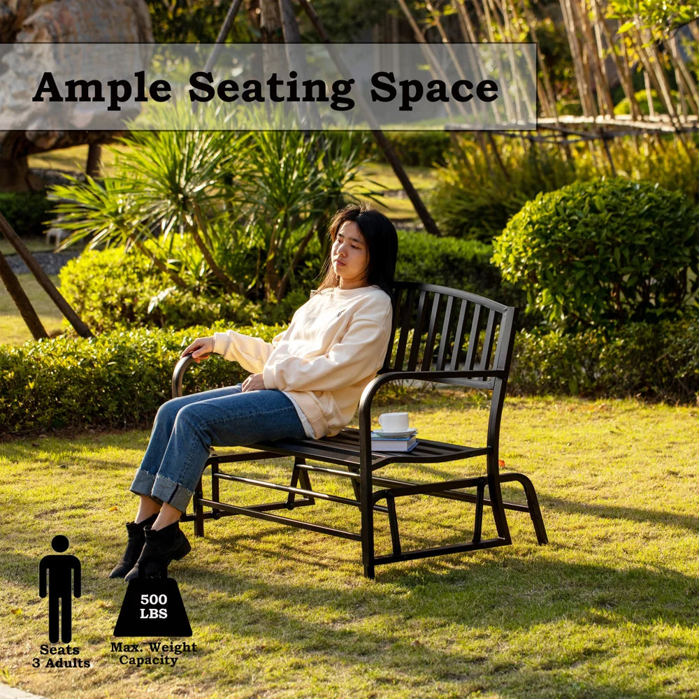 Black Steel Outdoor Swing Bench F518