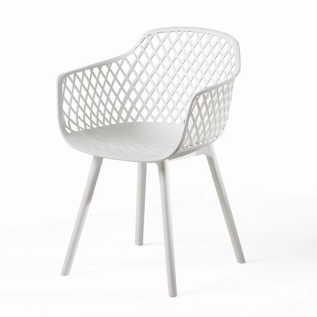 White Plastic Patio Dining Arm Chair Set of 2 F264431