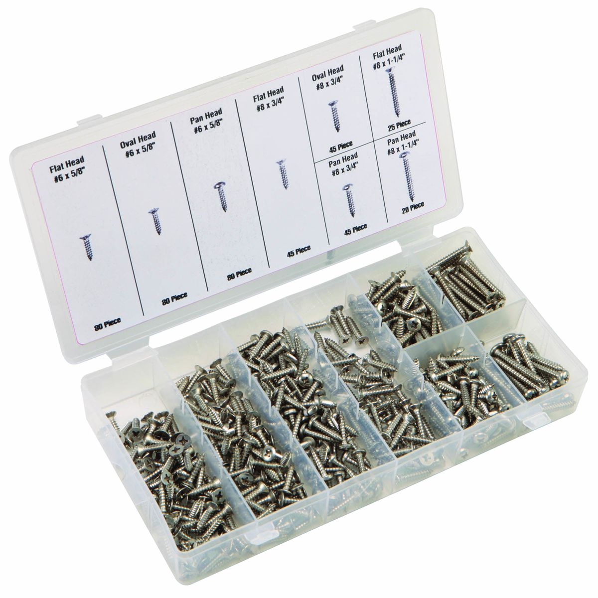 Stainless Steel Sheet Metal Screw Assortment, 320 Piece R781