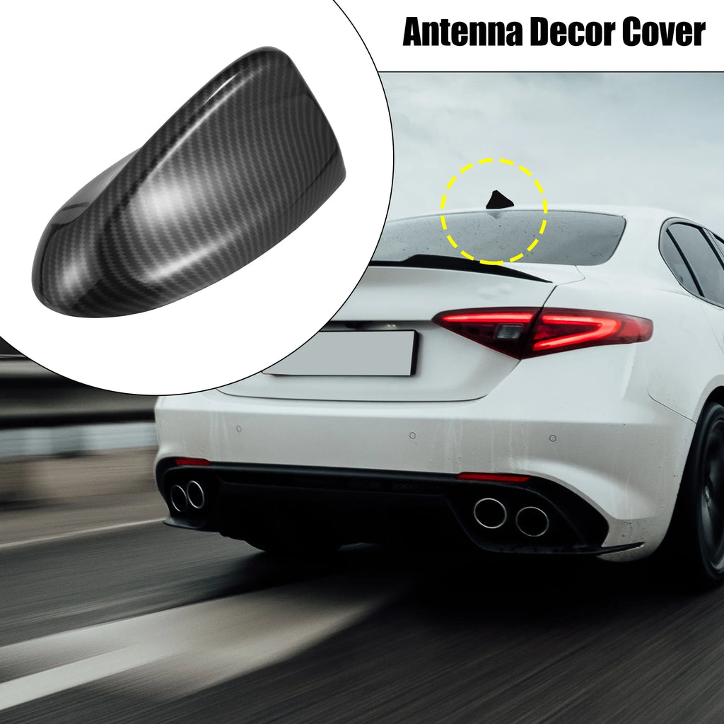 Black Carbon Fiber Pattern Car Shark Fin Antenna Roof Aerial Cover Trim E752752
