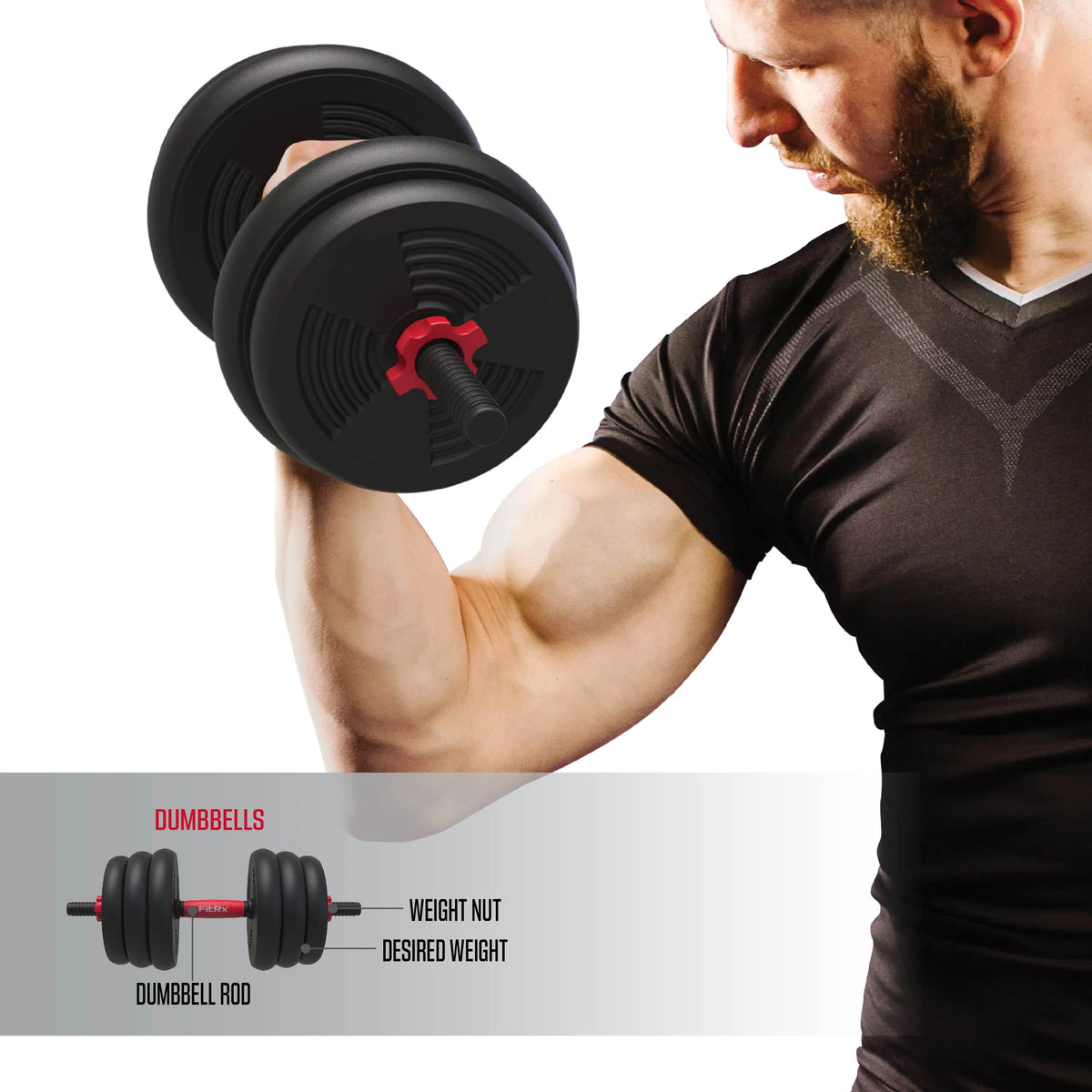60 lbs Adjustable Dumbbell, Barbell, and Kettlebell Weight Set K842