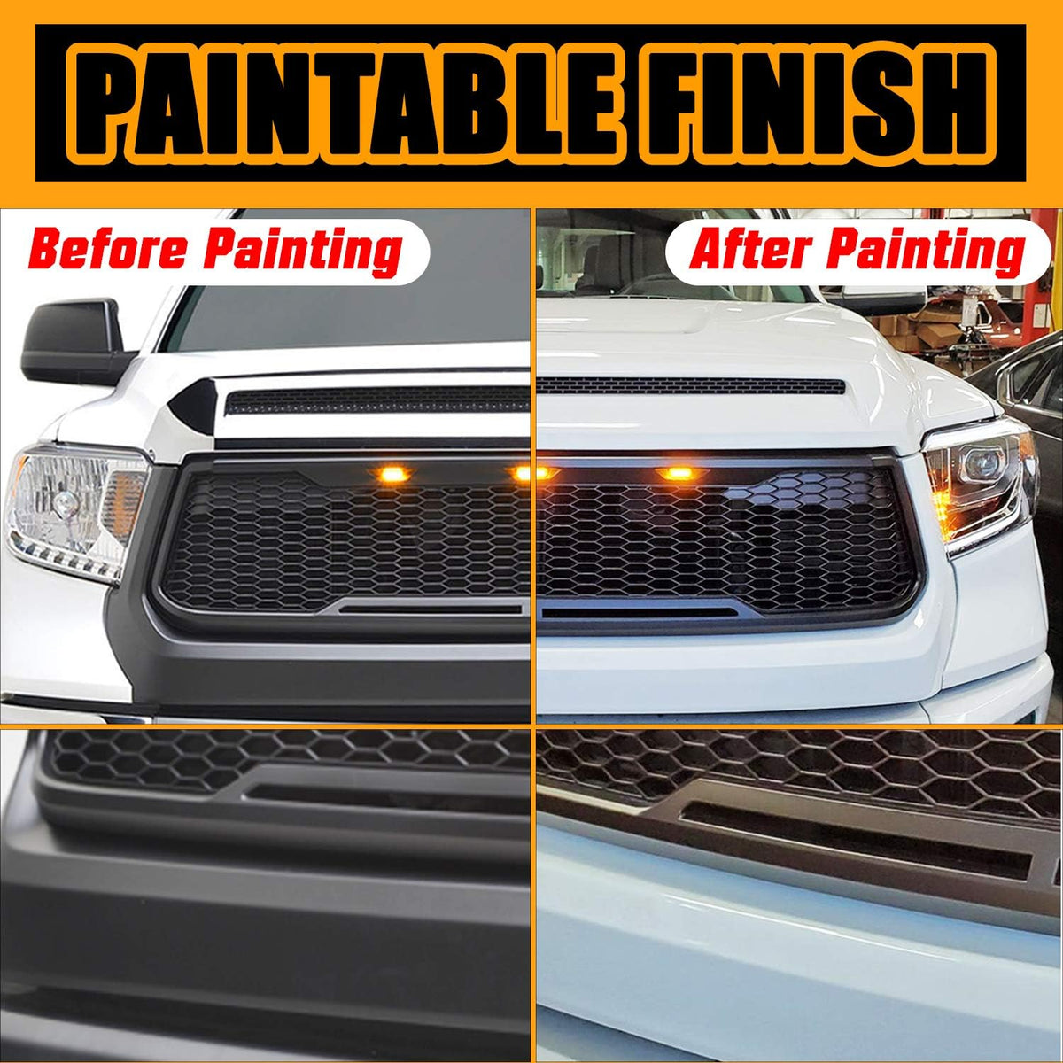 Matte Black Upper Grille Front Grill with Amber LED Lights F630487