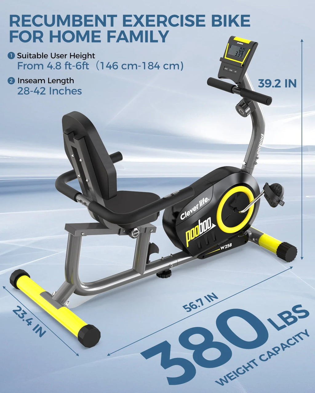 Recumbent Exercise Bike Belt Drive Indoor Cycling Bike C570